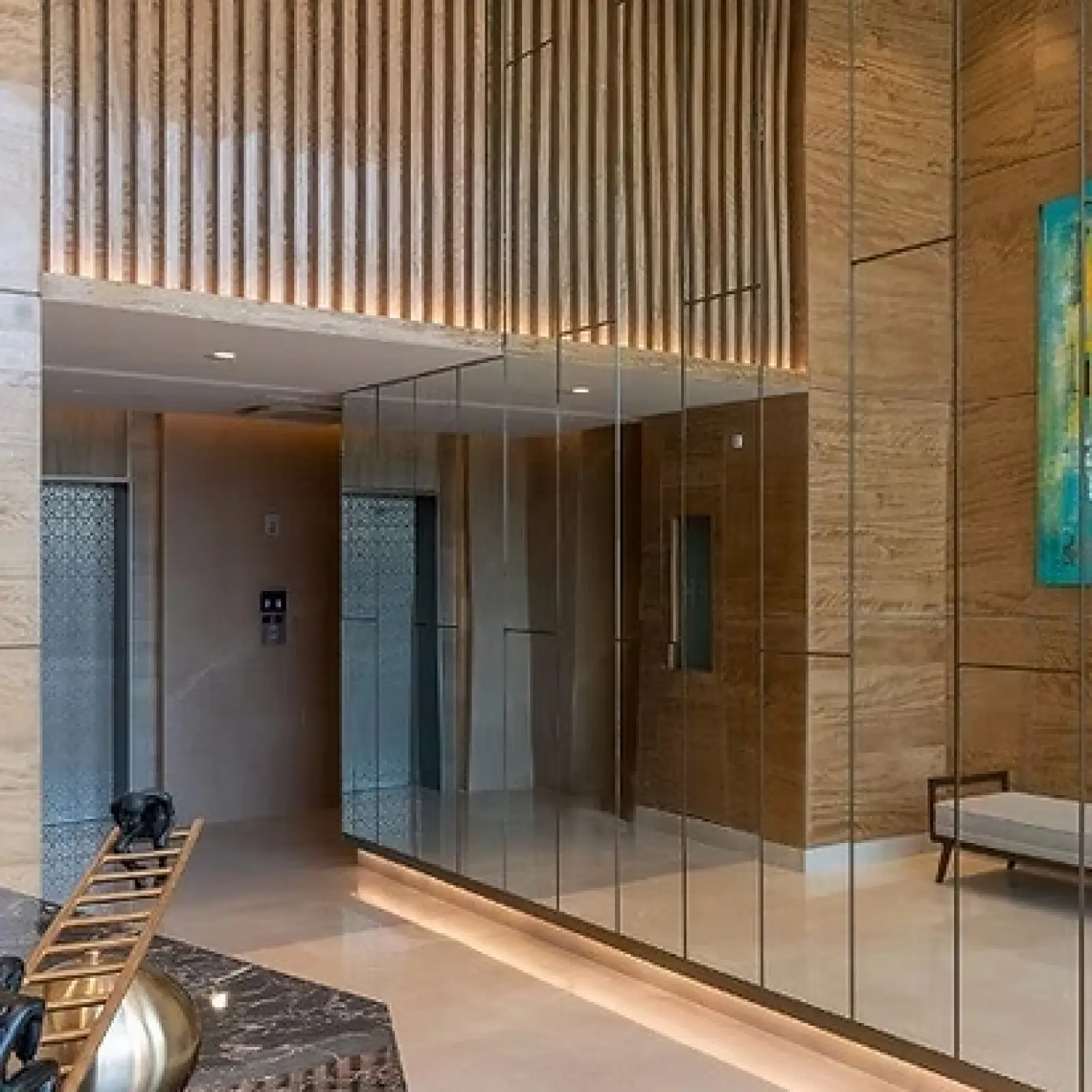 Concept art of the grand, luxurious lobby at DLF Privana West